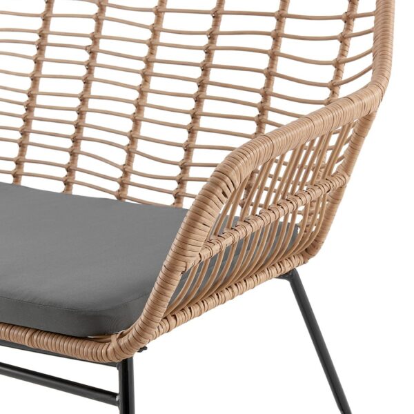 Manhattan Comfort Antibes 2.0 Steel Rattan 4-Piece Patio Conversation Set with Cushions in Grey