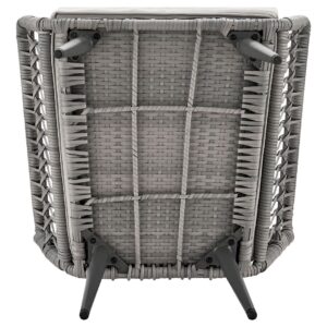 Manhattan Comfort Cannes Rope Wicker 3-Piece Patio Conversation Set with Cushions in Grey