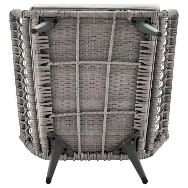 Manhattan Comfort Cannes Rope Wicker 3-Piece Patio Conversation Set with Cushions in Grey