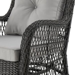 Manhattan Comfort Fruttuo Swivel Steel Rattan 3-Piece Patio Conversation Set with Cushions in Grey