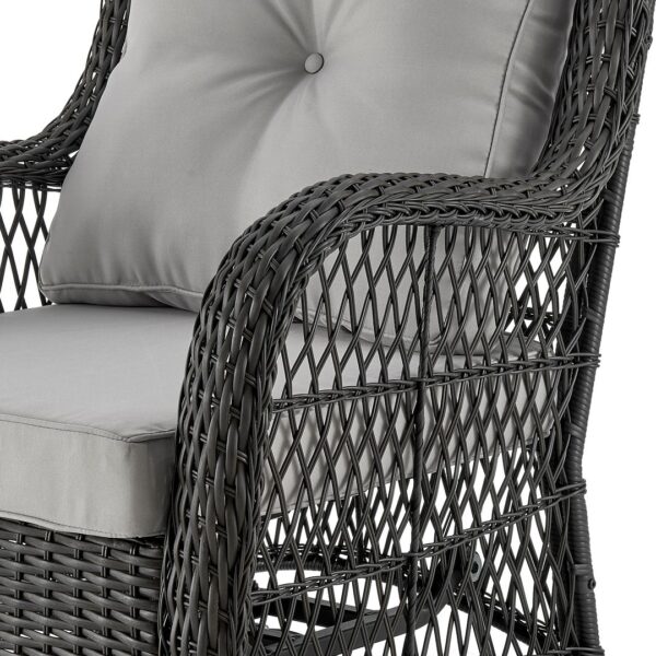 Manhattan Comfort Fruttuo Swivel Steel Rattan 3-Piece Patio Conversation Set with Cushions in Grey