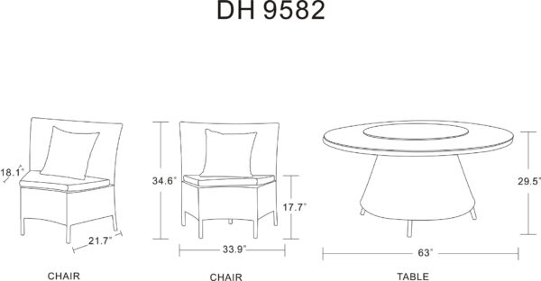 Manhattan Comfort Nightingdale Black 7-Piece Rattan Outdoor Dining Set with Green Cushions