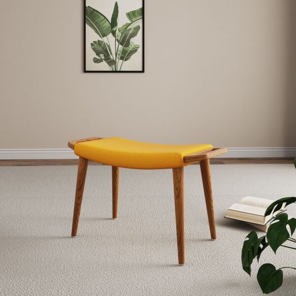 Manhattan Comfort Geta Yellow and Antique Walnut Ottoman