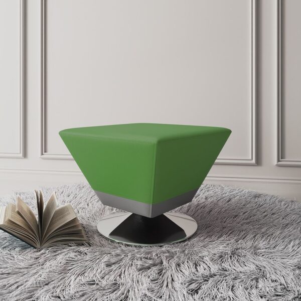 Manhattan Comfort Diamond Green and Polished Chrome Swivel Ottoman