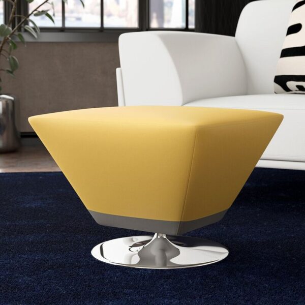 Manhattan Comfort Diamond Yellow and Polished Chrome Swivel Ottoman