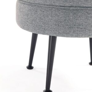 Manhattan Comfort Bailey Mid-Century Modern Woven Polyester Blend Upholstered Ottoman in Grey with Black Feet