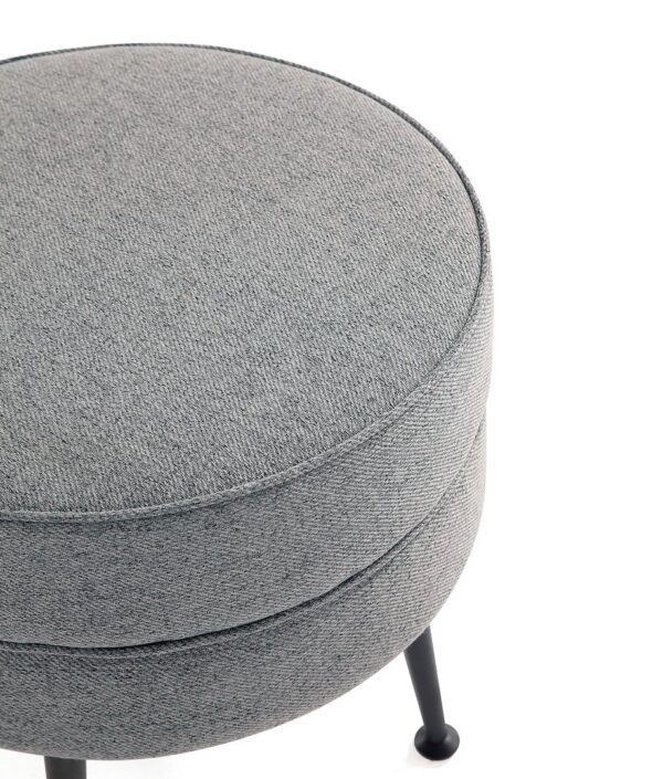 Manhattan Comfort Bailey Mid-Century Modern Woven Polyester Blend Upholstered Ottoman in Grey with Black Feet