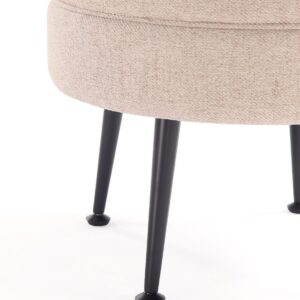 Manhattan Comfort Bailey Mid-Century Modern Woven Polyester Blend Upholstered Ottoman in Oatmeal  with Black Feet