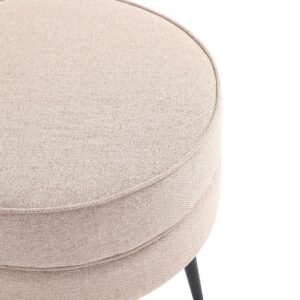 Manhattan Comfort Bailey Mid-Century Modern Woven Polyester Blend Upholstered Ottoman in Oatmeal  with Black Feet