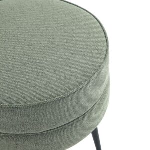 Manhattan Comfort Bailey Mid-Century Modern Woven Polyester Blend Upholstered Ottoman in Sage Green with Black Feet