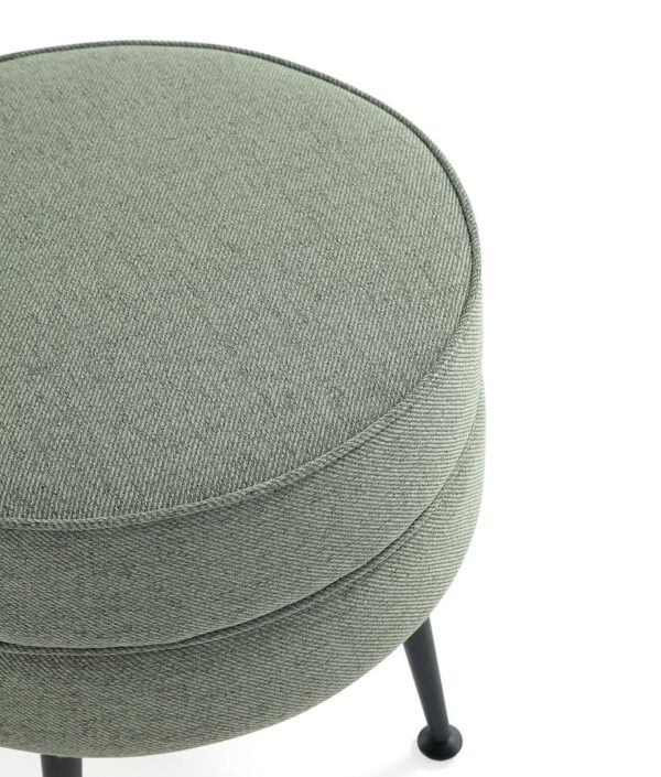 Manhattan Comfort Bailey Mid-Century Modern Woven Polyester Blend Upholstered Ottoman in Sage Green with Black Feet