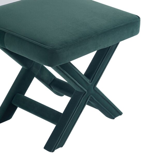 Manhattan Comfort Abigail Mid-Century Modern Velvet Upholstered Bench in Green