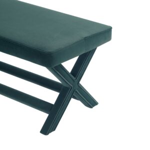 Manhattan Comfort Abigail Mid-Century Modern Velvet Upholstered Bench in Green