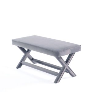 Manhattan Comfort Abigail Mid-Century Modern Velvet Upholstered Bench in Grey