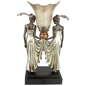 Design Toscano PD331 12 Inch Art Deco Peacock Maidens Lamp