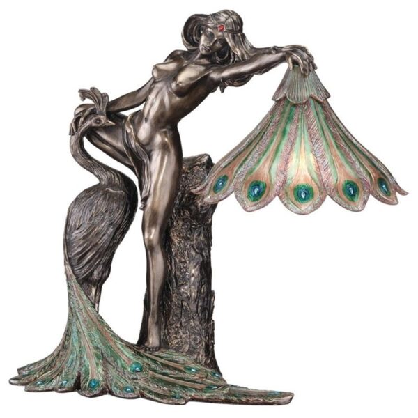 Design Toscano PD726 15 Inch Peacock Goddess Lamp