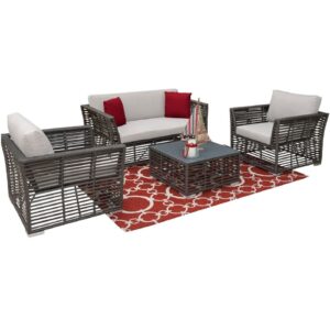 Panama Jack PJO-1601-GRY-4SE-GL Graphite 4-Piece Living Set with Cushions