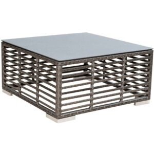 Panama Jack PJO-1601-GRY-CT-GL Graphite 28 Inch Square Coffee Table with Glass - Wintech Grey