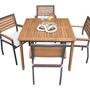 Panama Jack PJO-3201-GRY-5DA-CUSH Boca Grande 5 Piece Square Dining Set - Brown and Gray