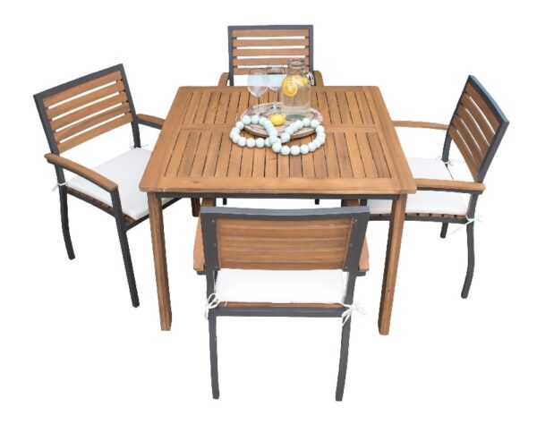 Panama Jack PJO-3201-GRY-5DA-CUSH Boca Grande 5 Piece Square Dining Set - Brown and Gray