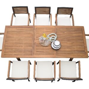 Panama Jack PJO-3201-GRY-7DA-CUSH Boca Grande 7 Piece Rectangular Dining Set - Brown and Gray