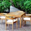 Panama Jack PJO-3601-NAT-5DA-CUSH Bali Teak 5 Piece Square Dining Table with Cushions - Brown