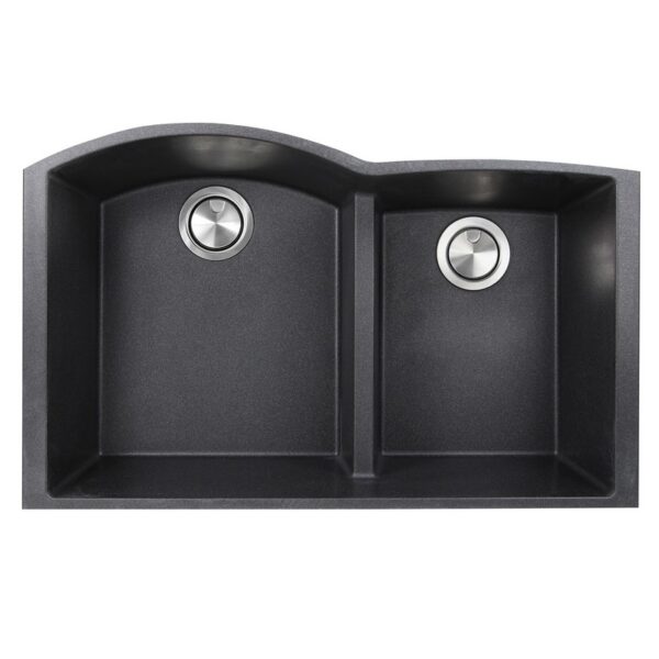 Nantucket Sinks PR6040-UM Plymouth 33 Inch Double Bowl 60/40 Undermount Granite Composite Sink