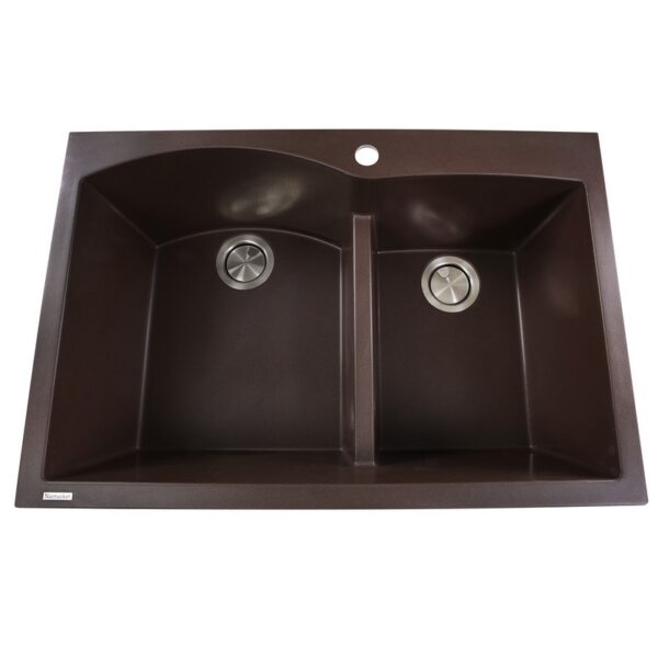 Nantucket PR6040 Plymouth 33 Inch Double Bowl Dual-Mount Granite Composite Kitchen Sink