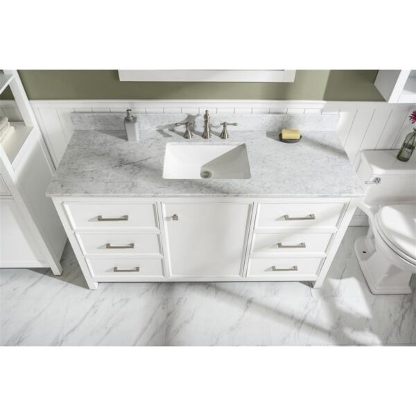 Legion Furniture WLF2160S-W 60 Inch White Finish Single Sink Vanity Cabinet with Carrara White Top