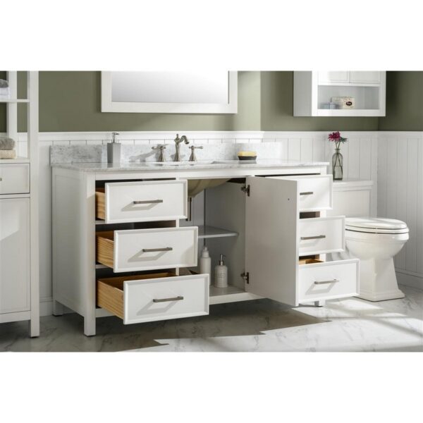 Legion Furniture WLF2160S-W 60 Inch White Finish Single Sink Vanity Cabinet with Carrara White Top