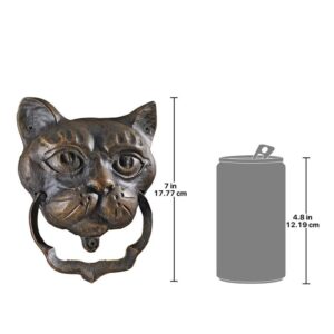 Design Toscano QH10572 5 1/2 Inch Black Cat Iron Door Knocker