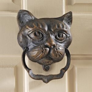 Design Toscano QH10572 5 1/2 Inch Black Cat Iron Door Knocker