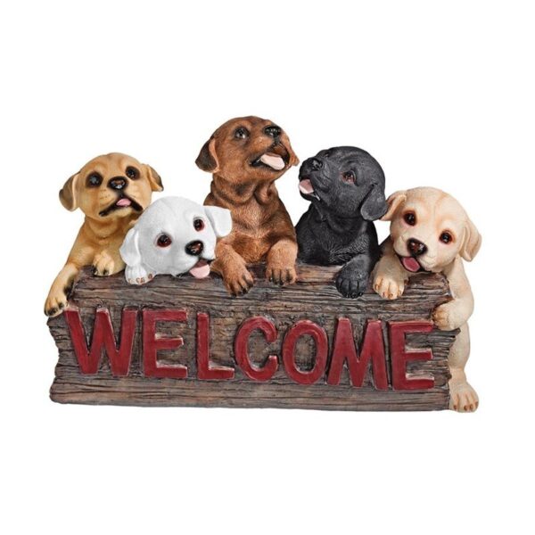 Design Toscano QL576665 12 Inch Puppy Parade Welcome Sign