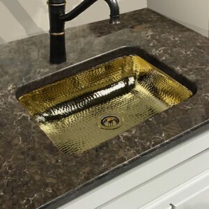 Nantucket Sinks REB 18 Inch Brass Hammered Brightwork Single Bowl Sink