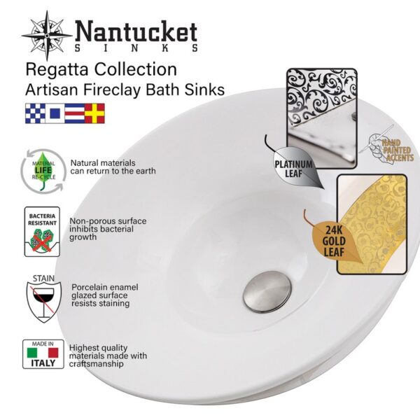 Nantucket Sinks RC77240BS St. Tropez Italian Fireclay Vanity Sink