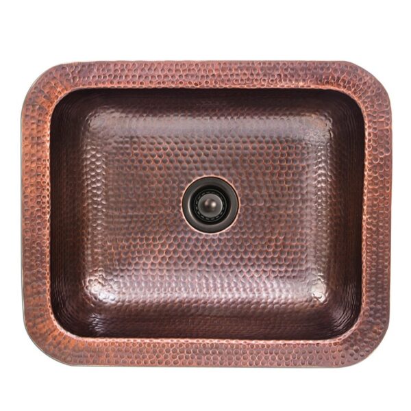 Nantucket Sinks REHC-2.5 Brightwork 17 Inch Single Bowl Copper Undermount or Overmount Bar-Prep Kitchen Sink - Copper