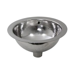 Nantucket ROS-OF Brightwork Home 13 Inch Hand Hammered Stailess Steel Round Undermount Bathroom Sink With Overflow