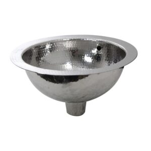 Nantucket ROS-OF Brightwork Home 13 Inch Hand Hammered Stailess Steel Round Undermount Bathroom Sink With Overflow