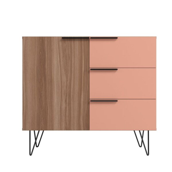 Manhattan Comfort Beekman 35.43 Sideboard with 2 Shelves in Brown and Pink