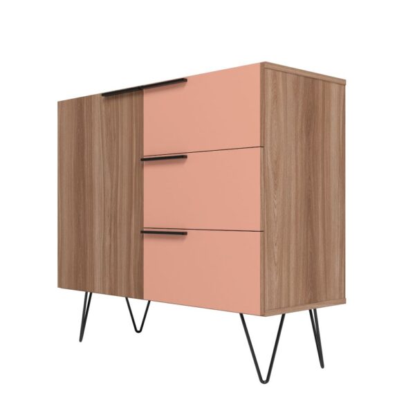 Manhattan Comfort Beekman 35.43 Sideboard with 2 Shelves in Brown and Pink