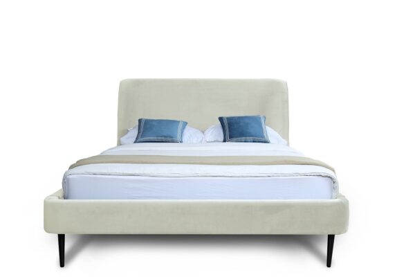 Manhattan Comfort Heather Full-Size Bed in Velvet Cream and Black Legs