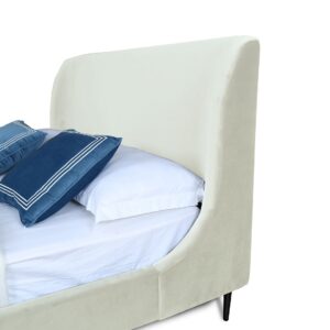 Manhattan Comfort Heather Full-Size Bed in Velvet Cream and Black Legs