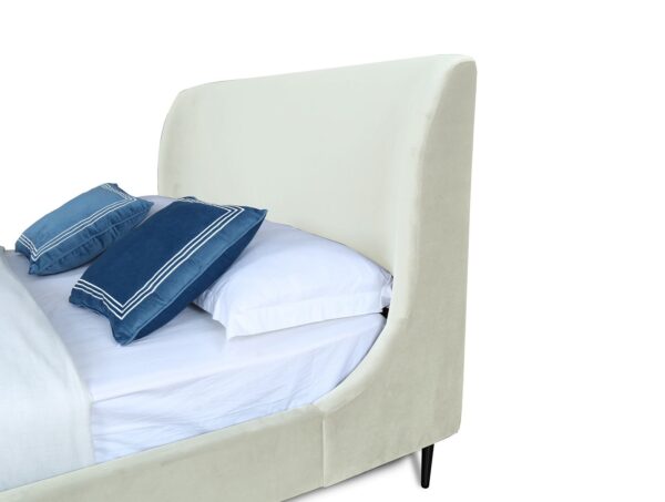 Manhattan Comfort Heather Queen Bed in Velvet Cream and Black Legs