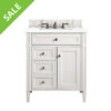 James Martin 650-V30-BW-3WZ Brittany 30 Inch Single Vanity with 3cm White Zeus Quartz Top in Bright White