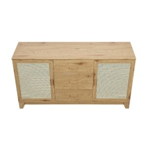 Manhattan Comfort Sheridan 59.05 Modern Cane Sideboard with Adjustable Shelves in Nature