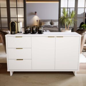 Manhattan Comfort Granville 55.07" Modern Sideboard with 3 Full Extension Drawers in White