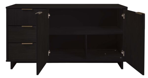 Manhattan Comfort Granville 55.07" Modern Sideboard with 3 Full Extension Drawers in Black