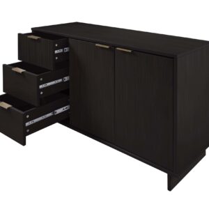 Manhattan Comfort Granville 55.07" Modern Sideboard with 3 Full Extension Drawers in Black