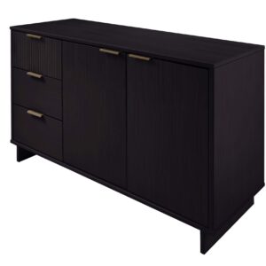 Manhattan Comfort Granville 55.07" Modern Sideboard with 3 Full Extension Drawers in Black