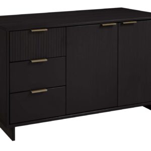 Manhattan Comfort Granville 55.07" Modern Sideboard with 3 Full Extension Drawers in Black